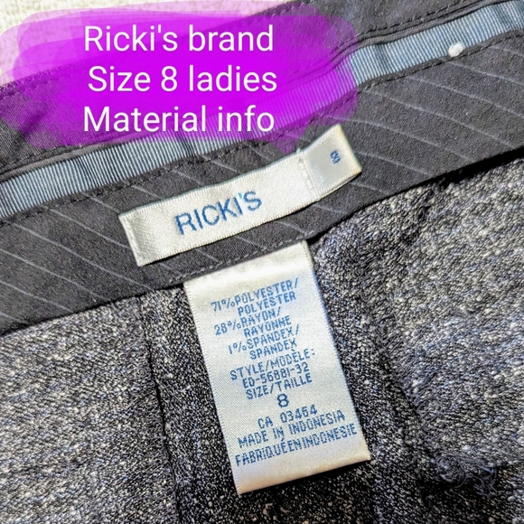 Ricki's size 8 EUC, Capri, culottes style in heathered grey colour - Picture 3 of 11